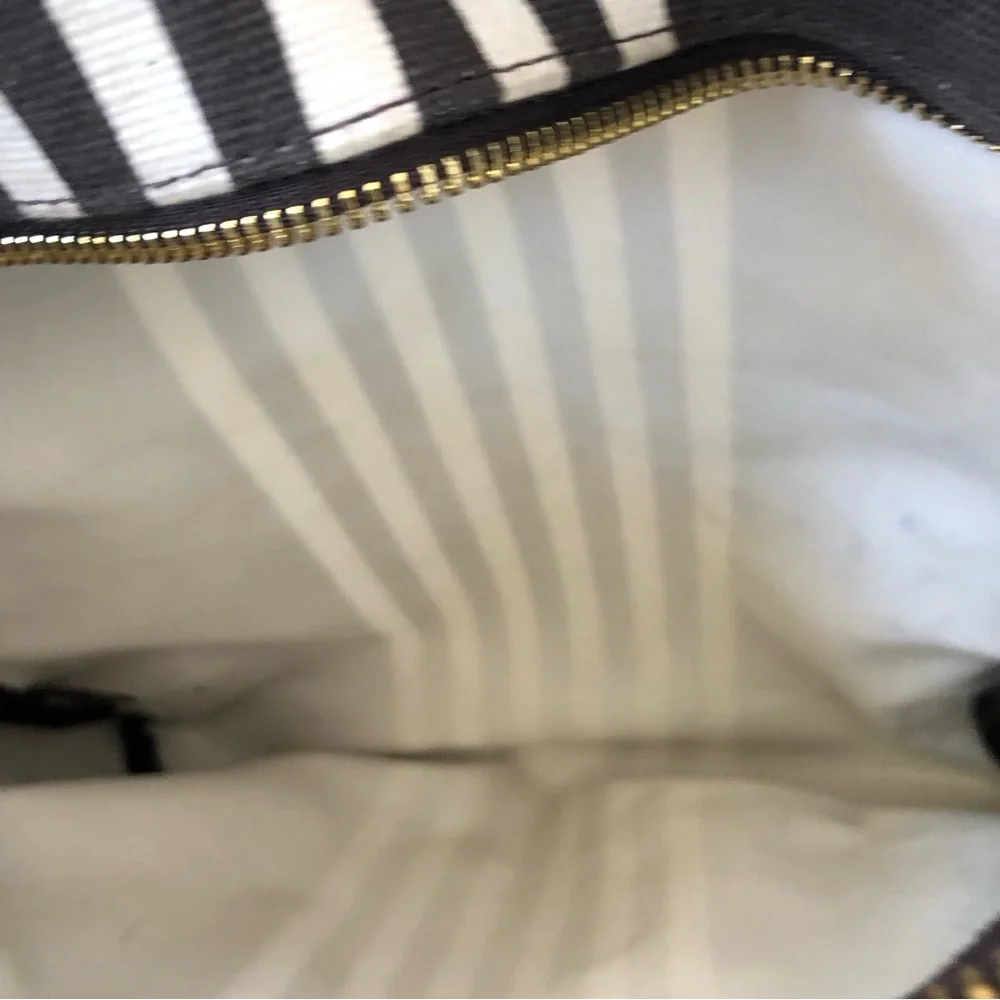 Henri Bendel Brown and White Stripe Convertible Nylon Travel Packable Backpack